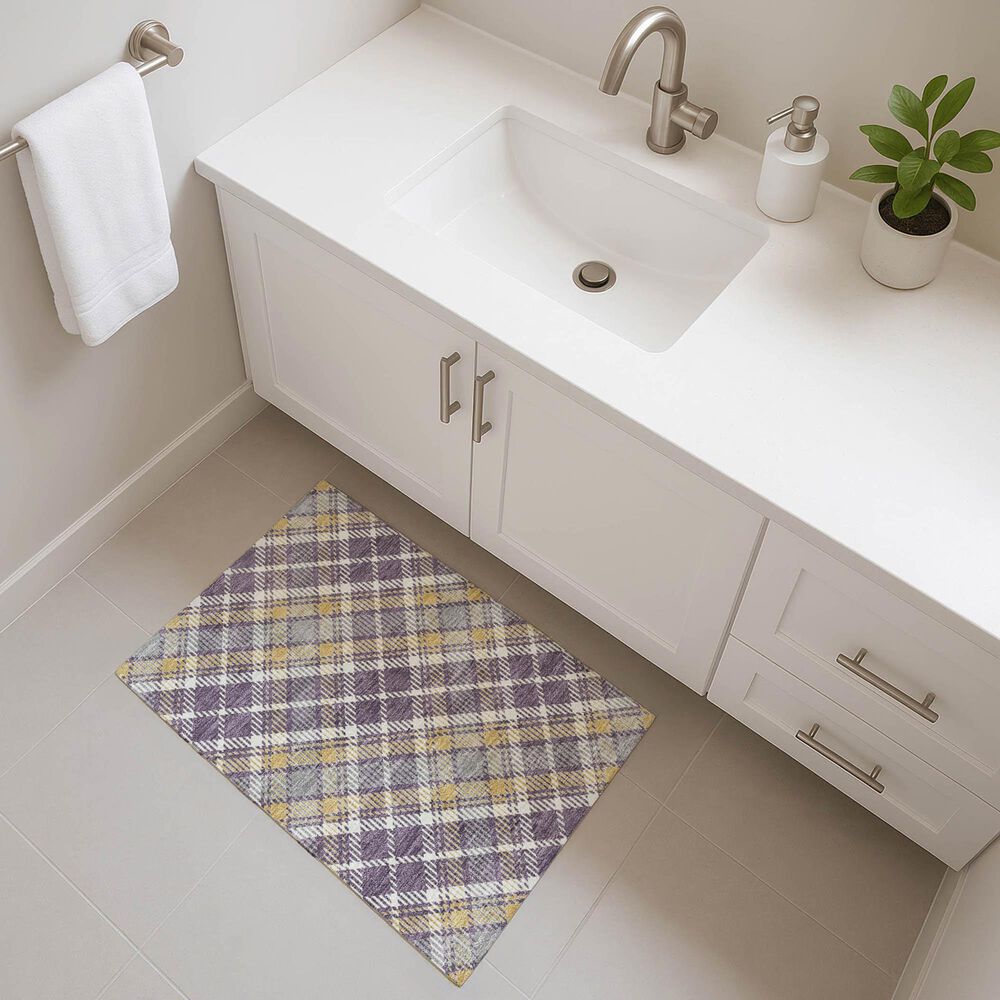 Dalyn Rug Company Soft Essentials Plaid Plum 1'8" x 2'6" Indoor/Outdoor Area Rug, , large