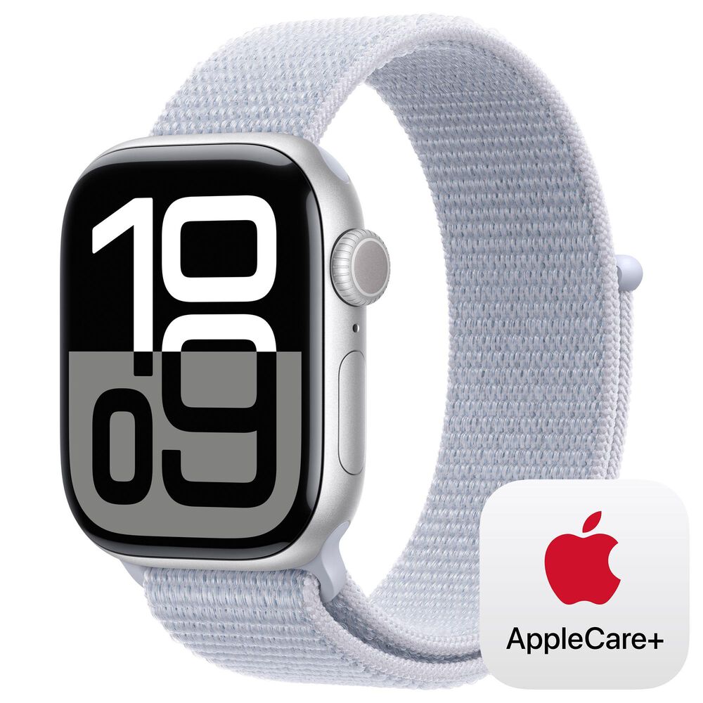 Apple Watch Series 10 GPS + Cellular 42mm Silver Aluminum Case with Blue Cloud Sport Loop, , large