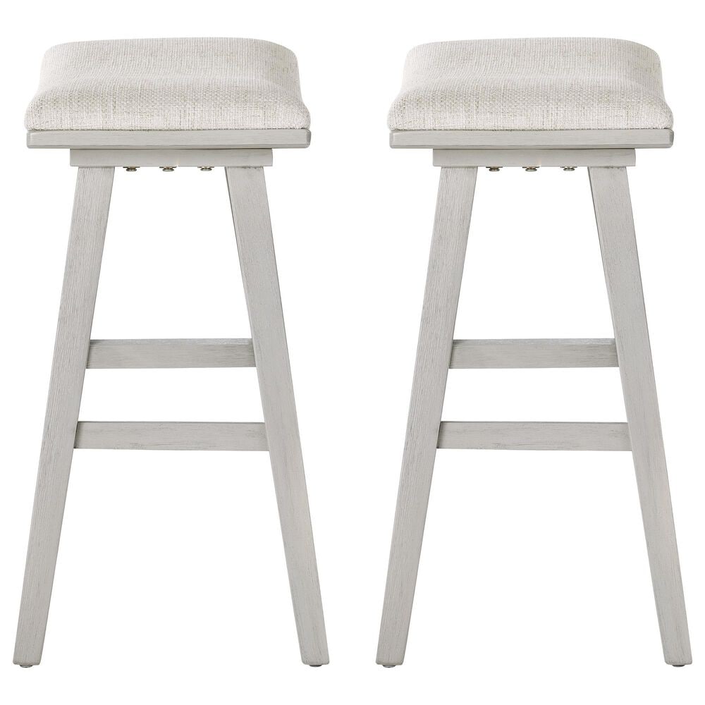 Valor Living Coley 24" Counter Stool with Linen Cushion Seat in White Wash (Set of 2), , large