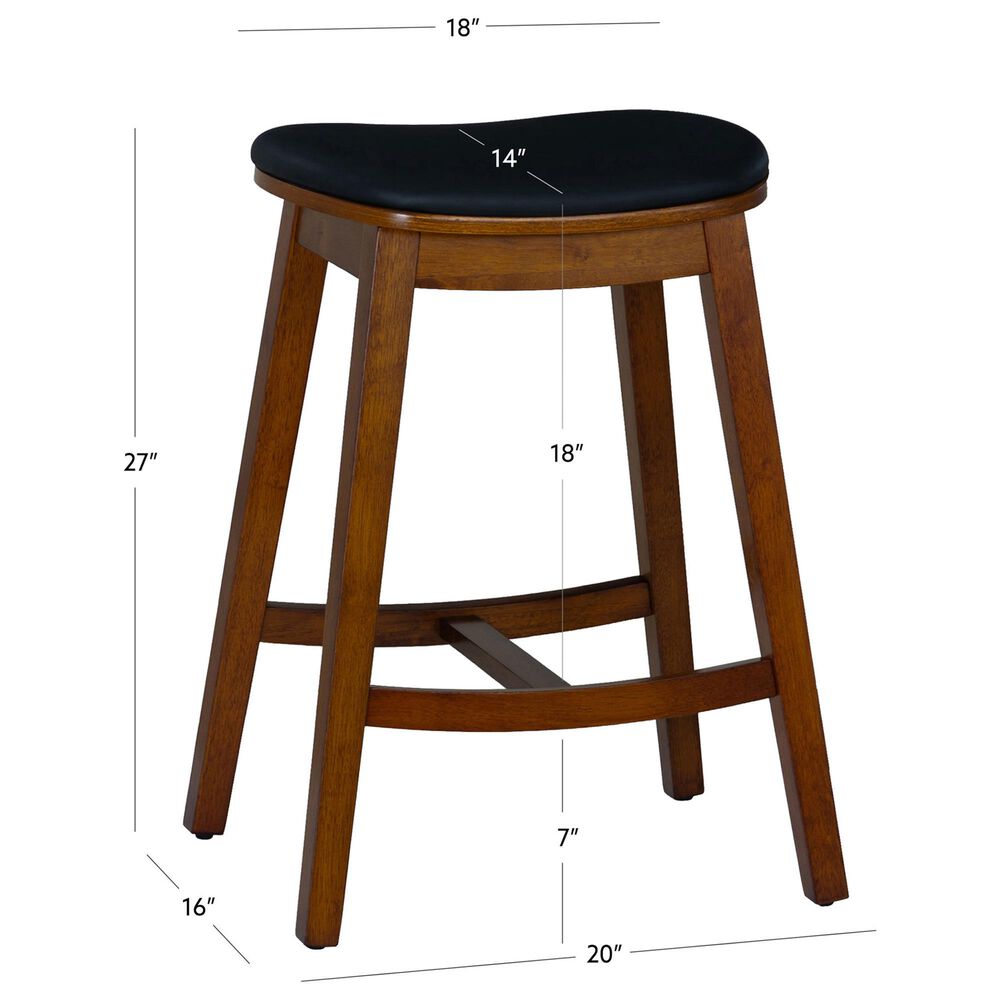 Linon Home Decor Culver Counter Stool with Black Cushion in Brown (Set of 2), , large