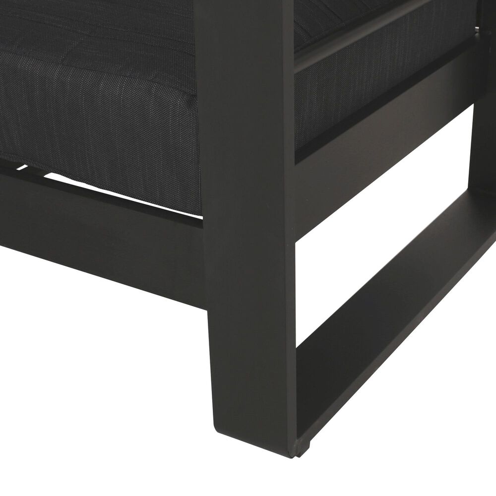 Hearth and Haven Giovanna Outdoor Club Chair with Open Backrest and Square Arms in Black, , large