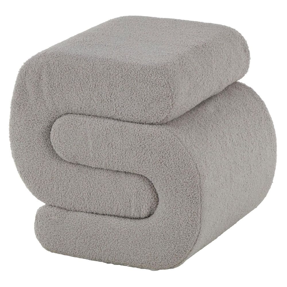 Maple and Jade 20" Boucle Accent Ottoman in Gray, , large