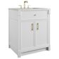 James Martin Bellshire 30" Single Bathroom Vanity in Bright White with 3 cm Eternal Jasmine Pearl Silestone Top and Rectangular Sink, , large