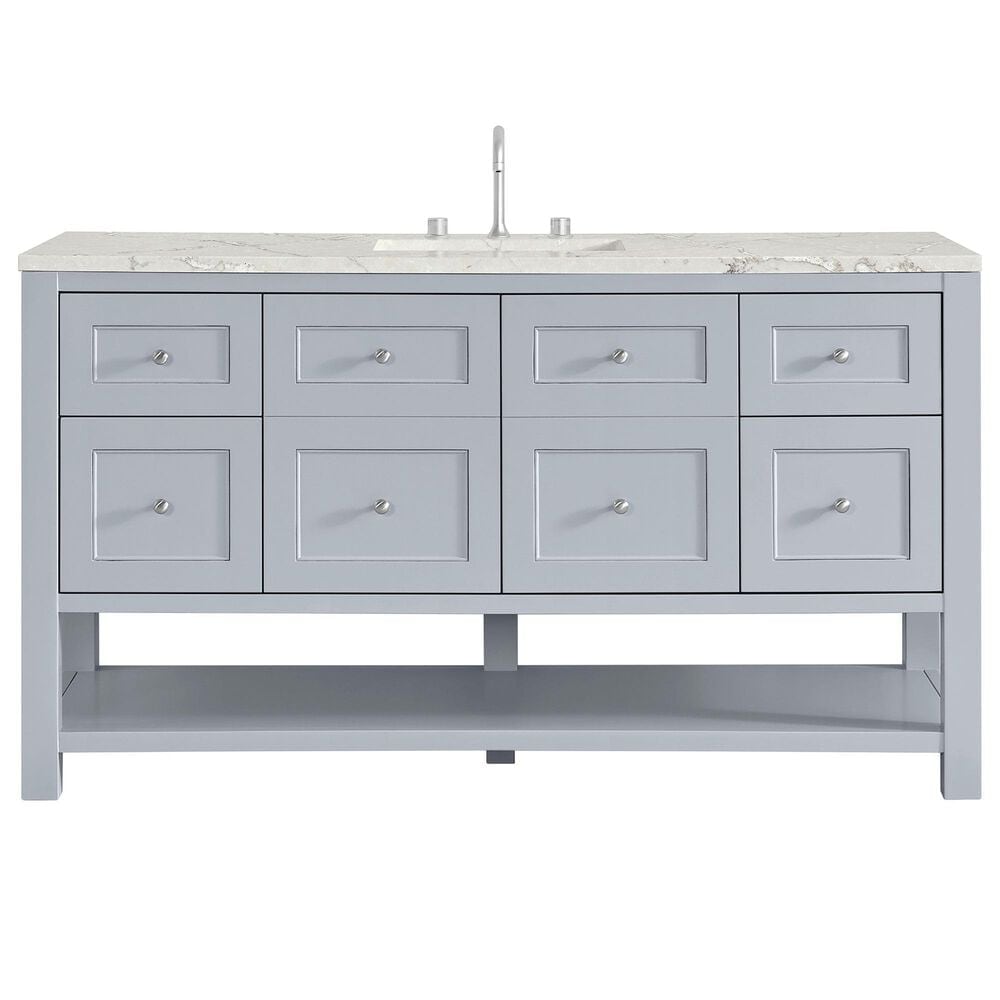 James Martin Vanities Breckenridge 60" Single Bathroom Vanity in Serenity Blue with 3 cm Victorian Silver Quartz Top, Rectangular Sink and FreePower Wireless Charger, , large