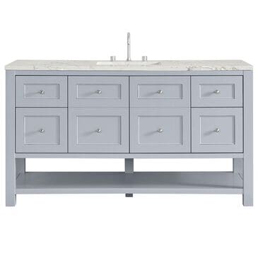 James Martin Vanities Breckenridge 60" Single Bathroom Vanity in Serenity Blue with 3 cm Victorian Silver Quartz Top, Rectangular Sink and FreePower Wireless Charger, , large