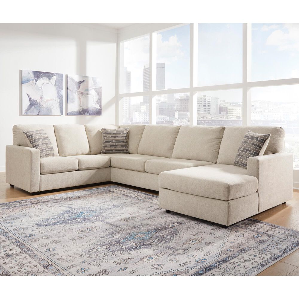Ashley Edenfield 3-Piece Right Facing Sectional with Chaise in Linen, , large