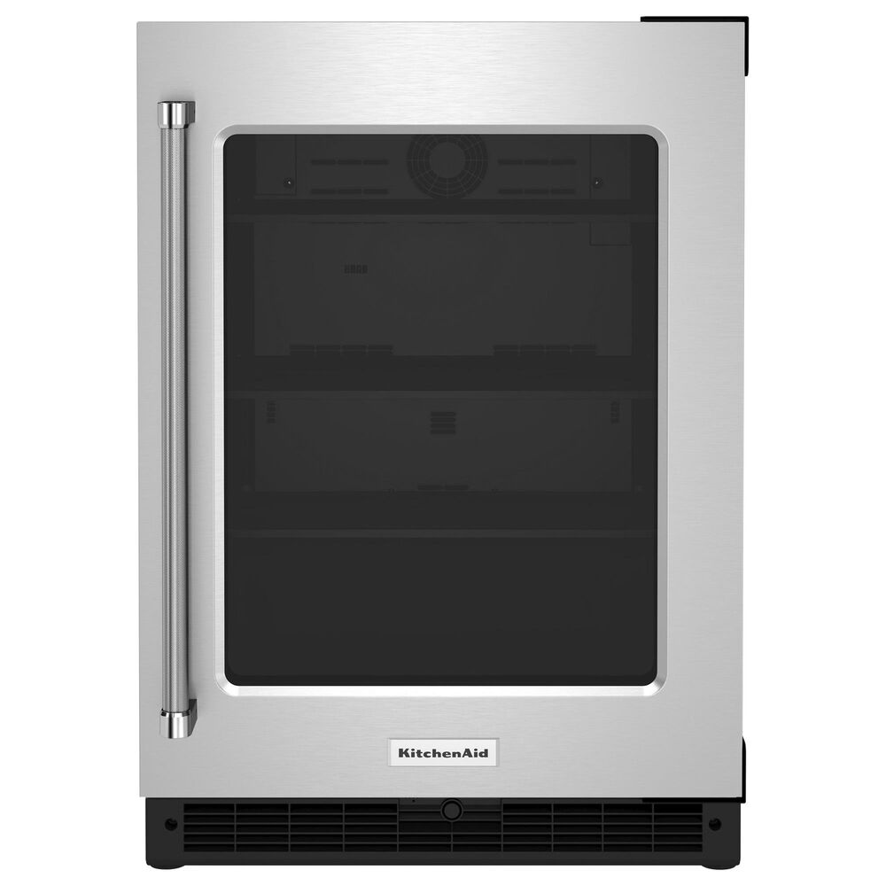 KitchenAid 24" Undercounter Refrigerator with Glass Door in Black and Stainless Steel, , large