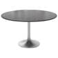 Leisuremod LeisureMod Verve Collection 48 Round Dining Table, Brushed Chrome Base with Sintered Stone Black Top, , large