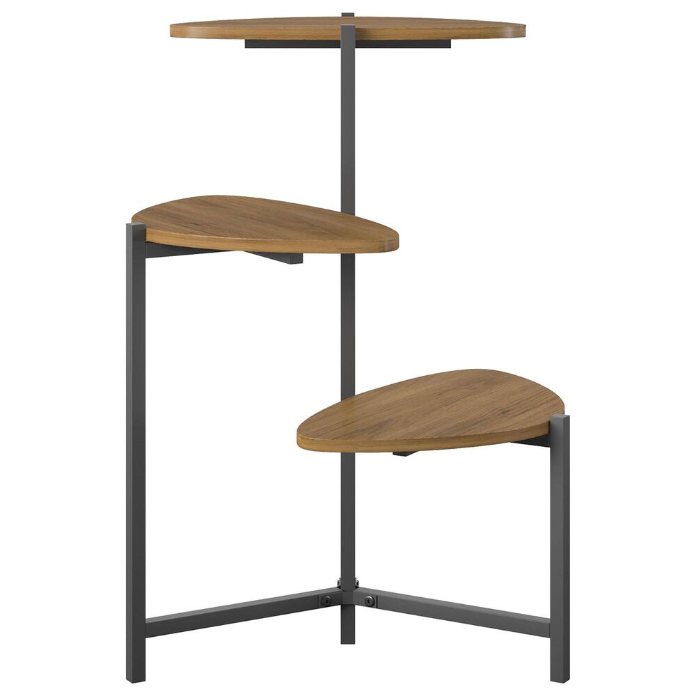 DHP Tallulah Plant Stand with Black Stand in Danish Walnut, , large