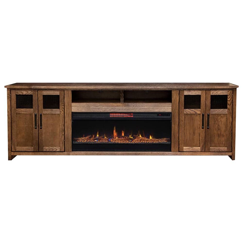 Endress International Maison 98 Super Fireplace Console in Bourbon Oak |  NFM