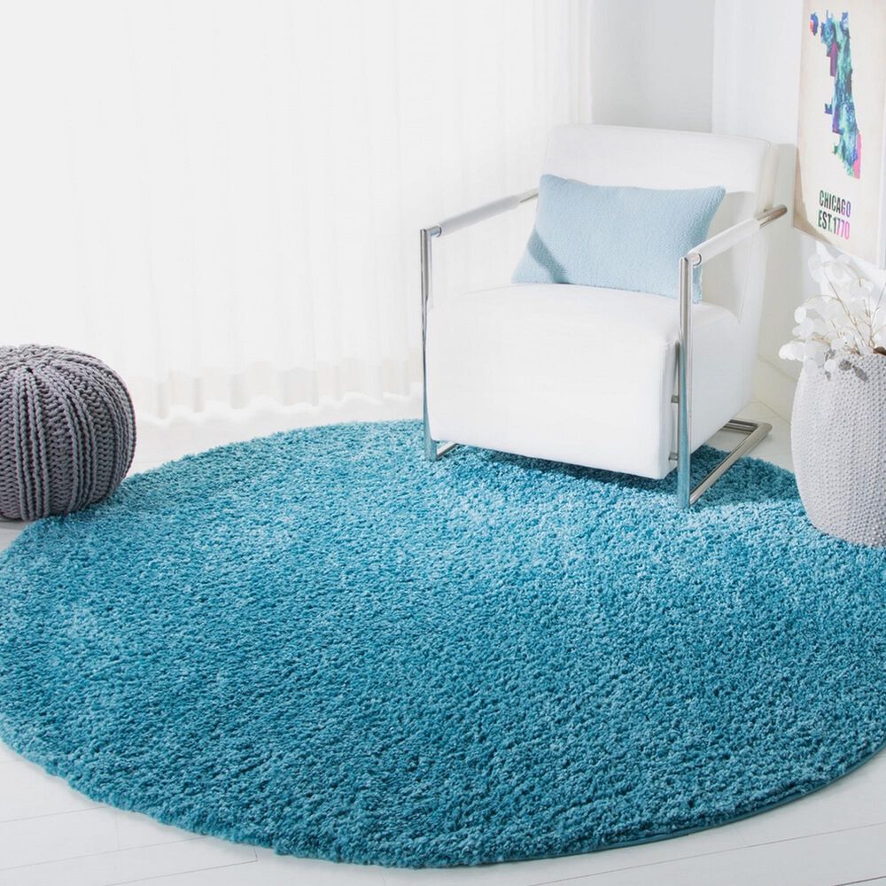 Safavieh August Shag 9&#39; Round Turquoise Area Rug, , large
