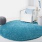 Safavieh August Shag 9" Round Turquoise Area Rug, , large