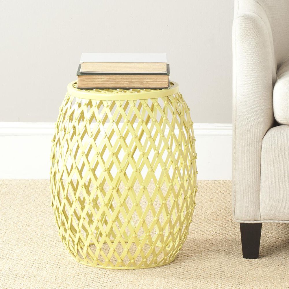 Safavieh Evan Iron Strips Welded Stool in Matte Yellow, , large