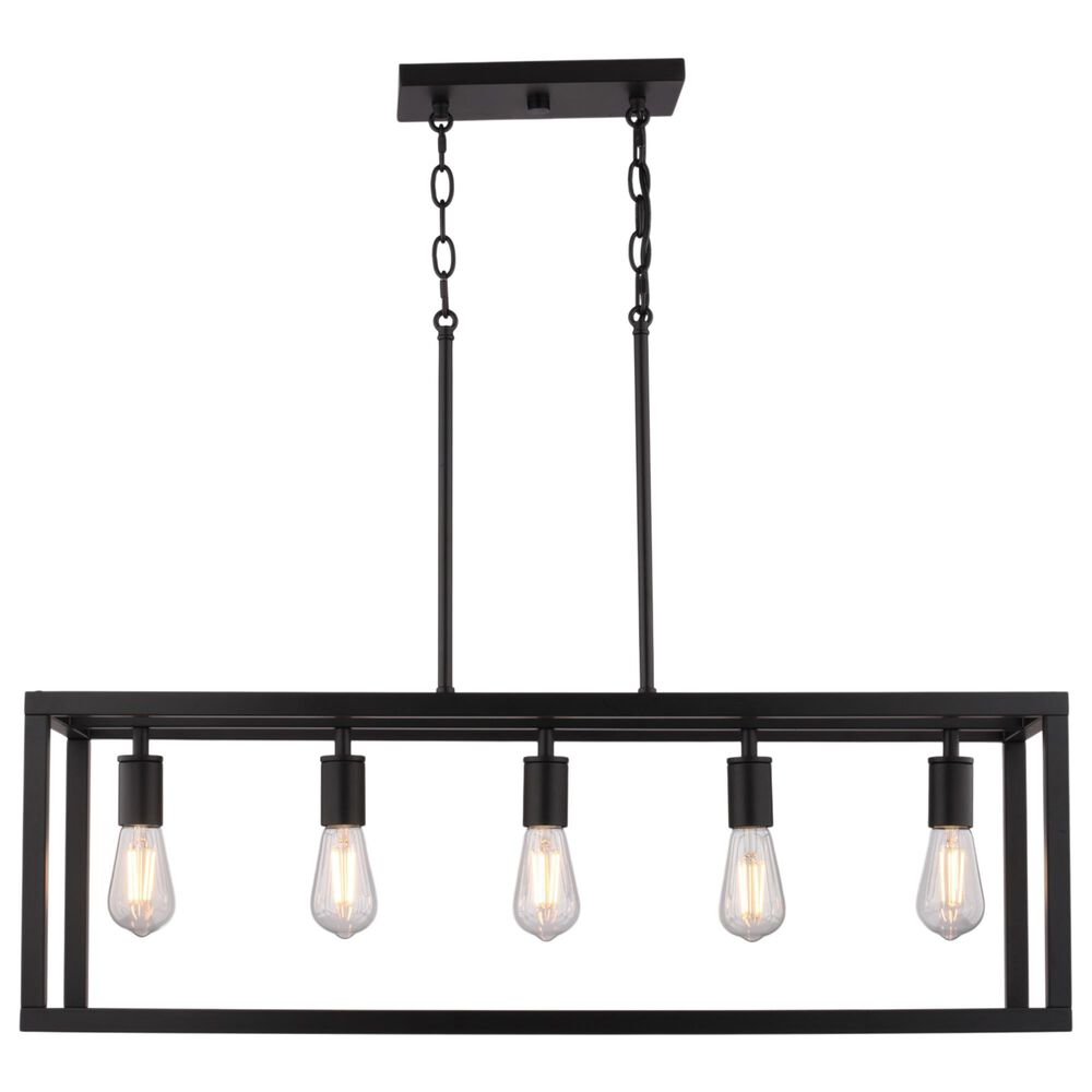 Vaxcel Pratt 5-Light Linear Chandelier in Matte Black, , large