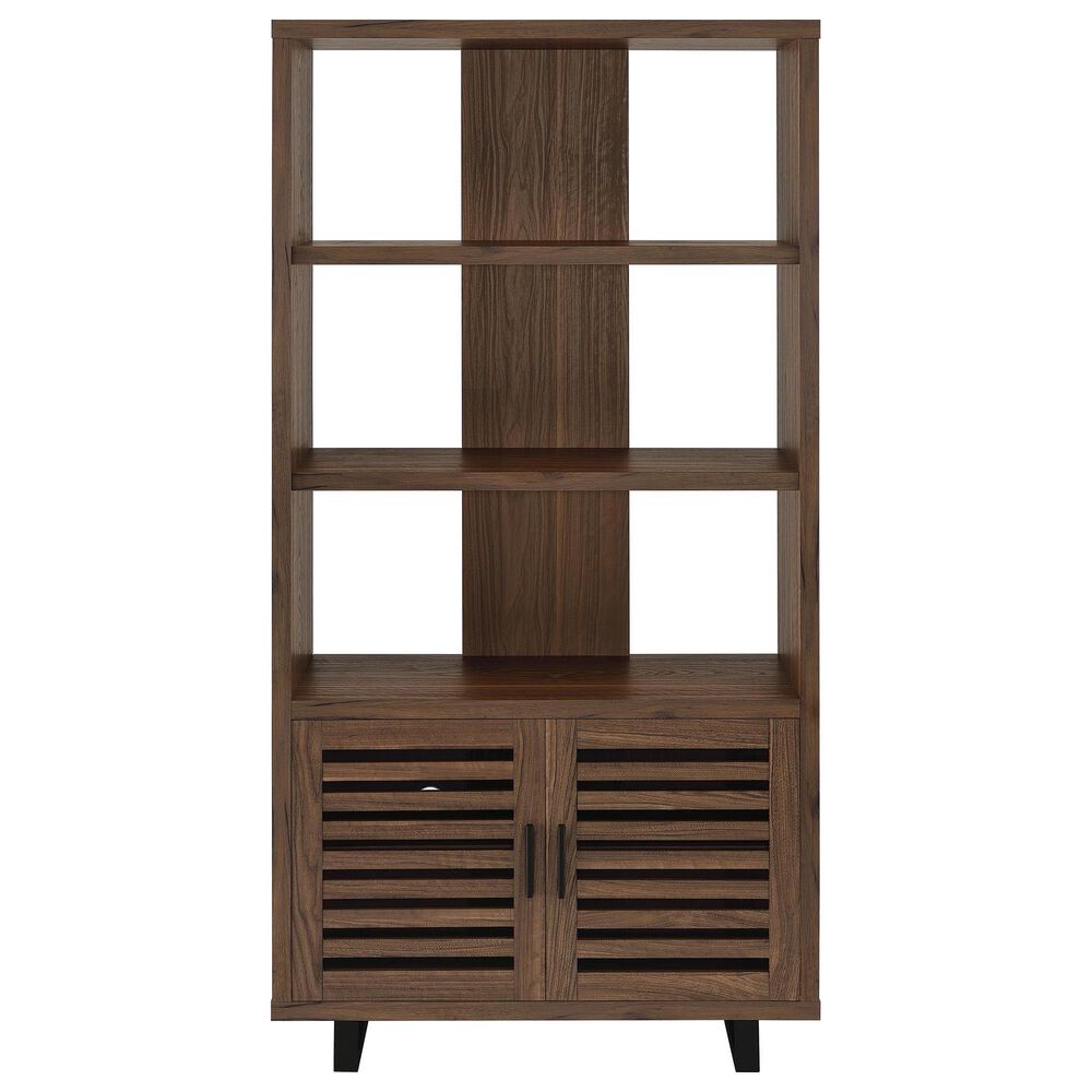 Pacific Landing Maddox 2-Piece L-desk and Bookcase Set in Black and Walnut, , large