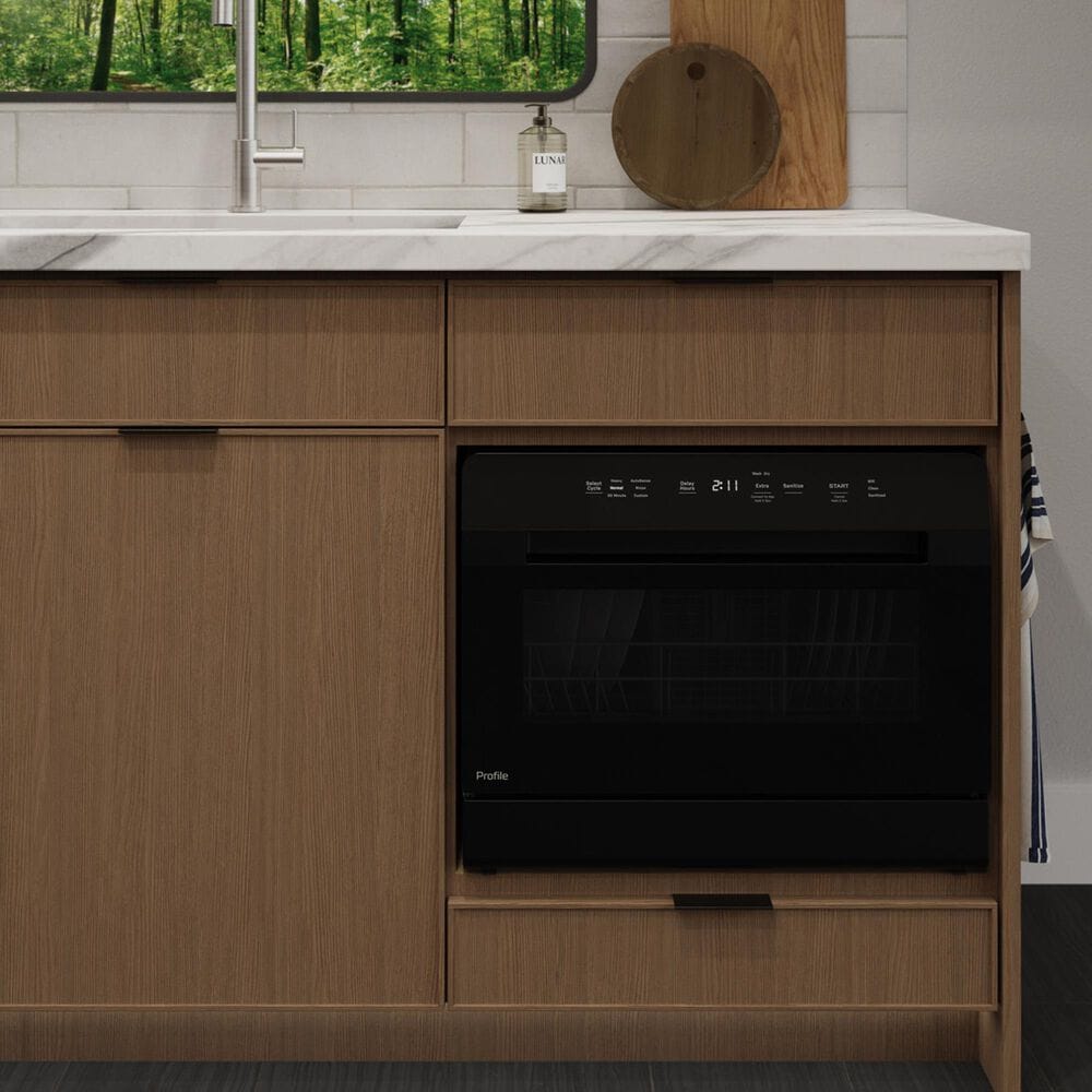 GE Profile 21.7" Countertop or Built-In Smart Compact Dishwasher with 6 Wash Cycles in Black, , large