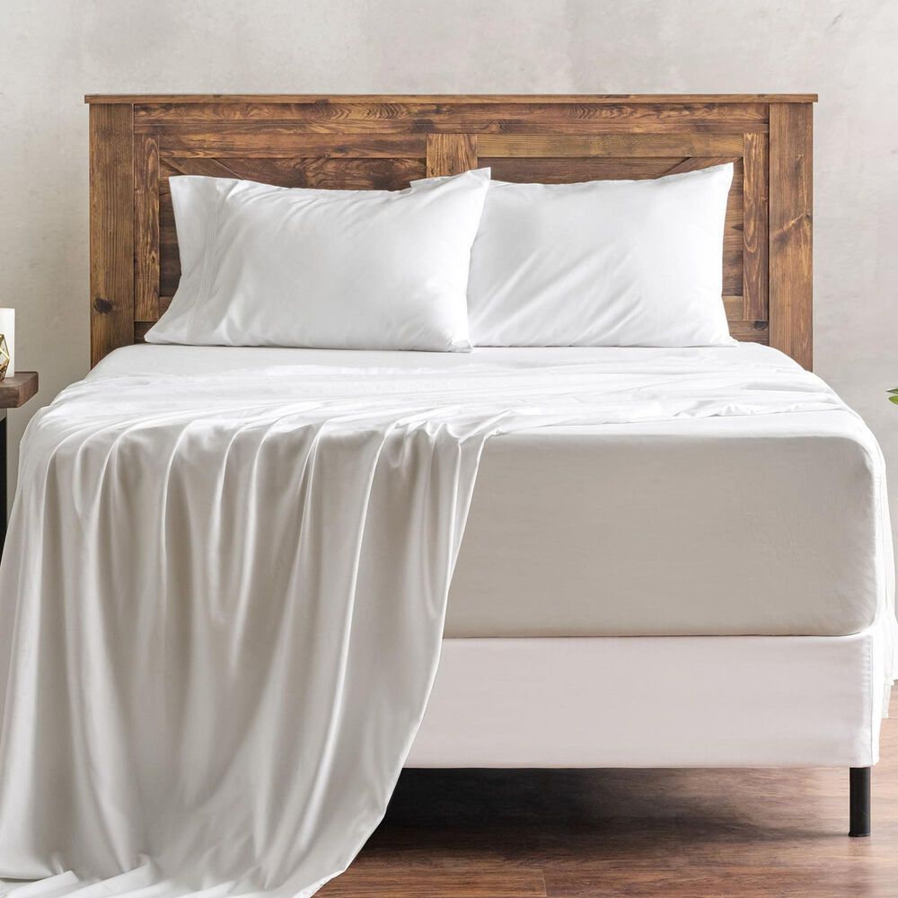 4-Piece Queen Solid Embroidered Sheet Set in Taupe Gray, , large