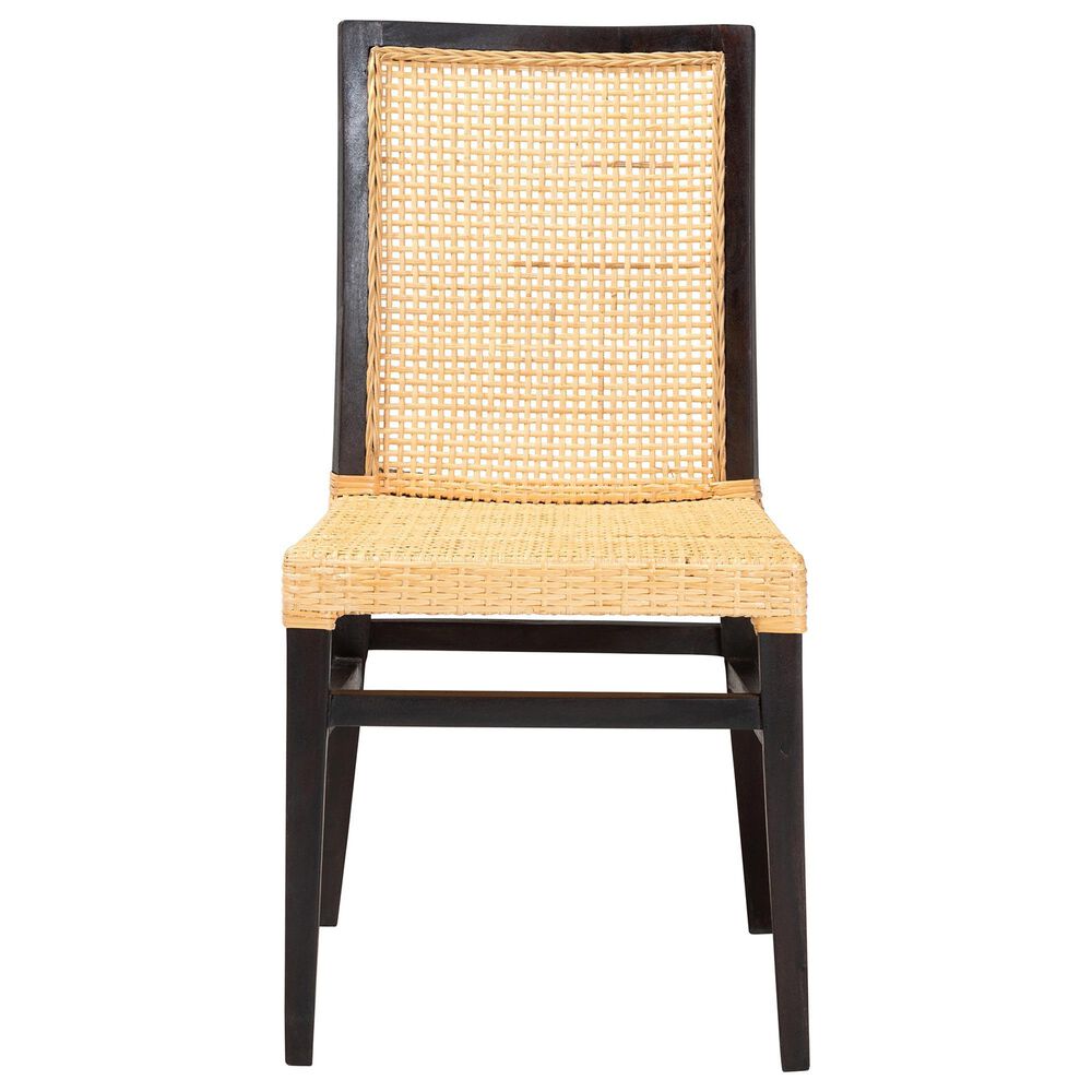 Baxton Studio Lingga Side Chair in Dark Brown and Natural Brown, , large