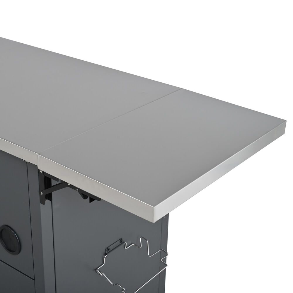 Hearth and Haven Outdoor Kitchen Island Cart with Dual Expandable Stainless Steel Tabletops in Gray, , large