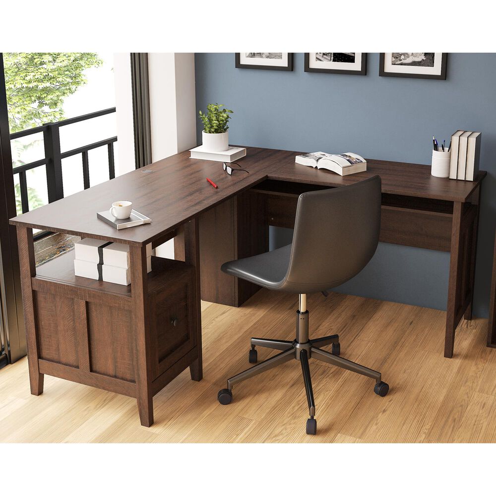 Ashley Camiburg L-Shaped Desk in Warm Brown, , large