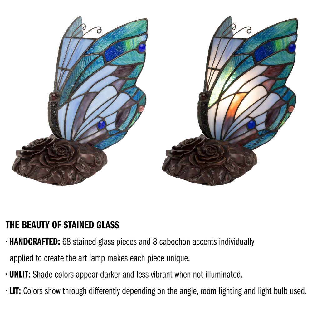 Timberlake 9" Tiffany Style Butterfly Lamp in Multicolor, , large