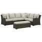 Ashley Brook Ranch 3-Piece Outdoor Sofa Sectional with Bench in Brown, , large