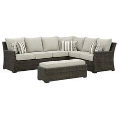 Ashley Brook Ranch 3-Piece Outdoor Sofa Sectional with Bench