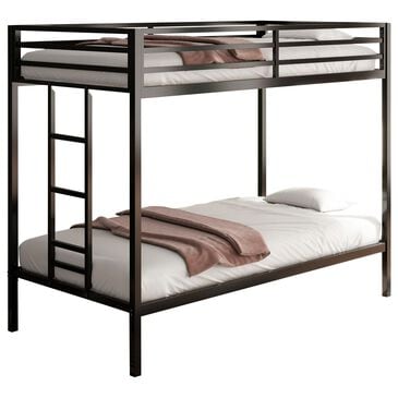 Hearth and Haven Adam Twin over Twin Bunk Bed in Black, , large