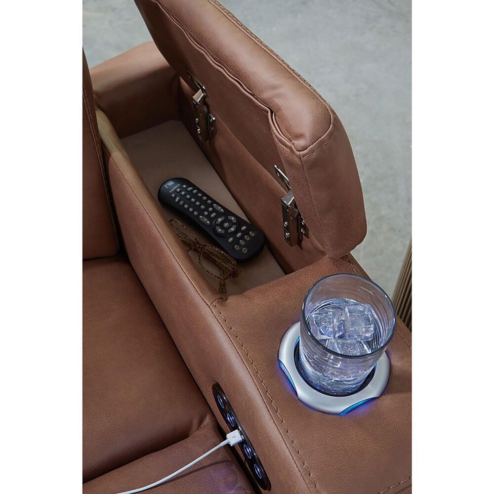 Ashley Point Clear Power Reclining Loveseat in Caramel, , large