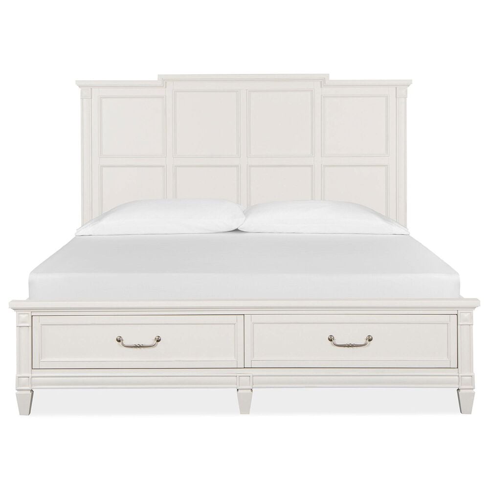 Nicolette Home Willowbrook King Storage Bed with Two Nightstands in Egg Shell White, , large