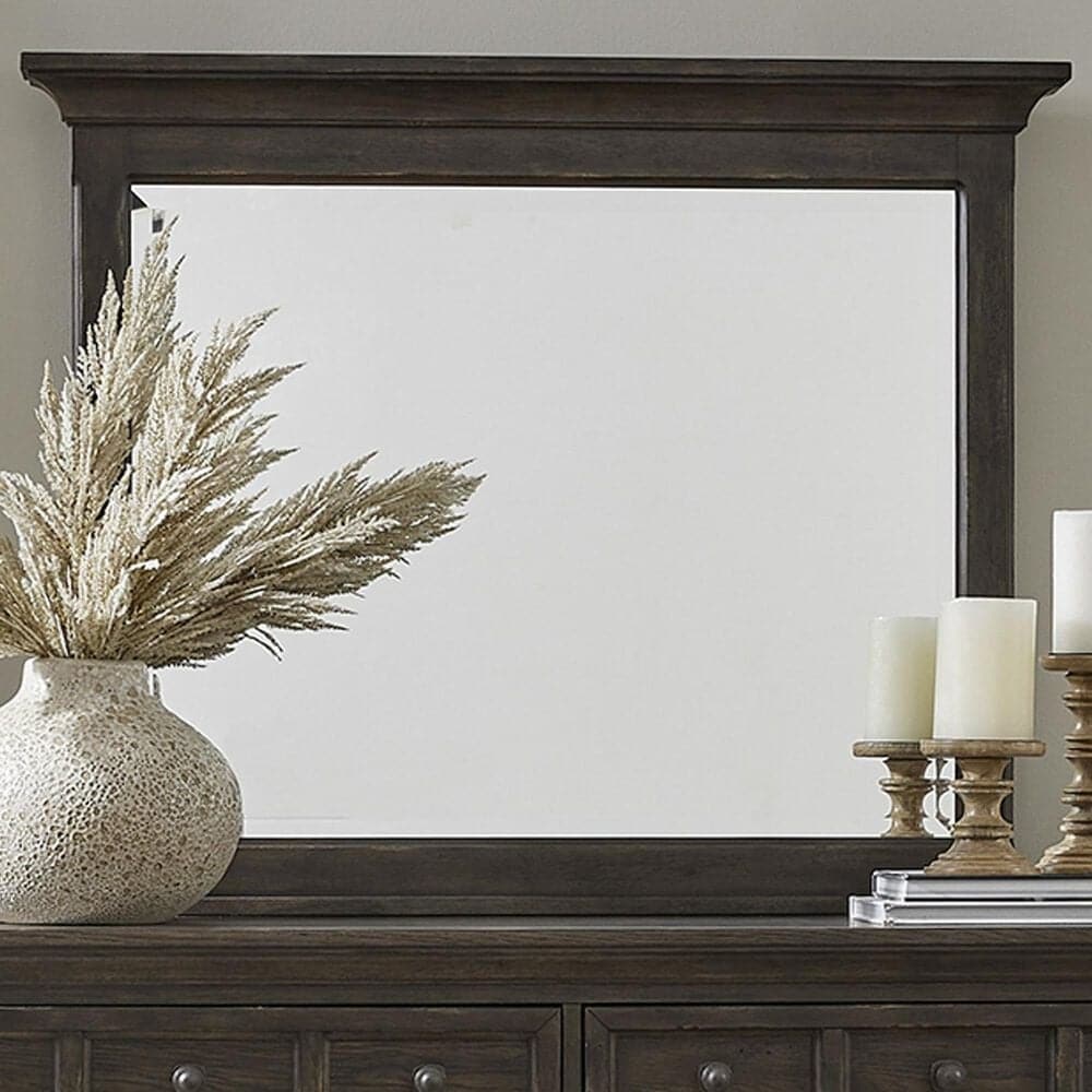 Belle Furnishings Paradise Valley Landscape Mirror in Saddle Brown, , large