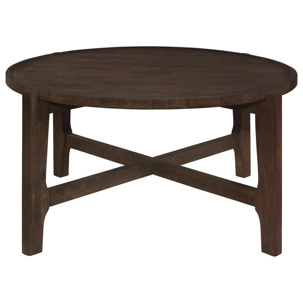 Pacific Landing Cota Round Coffee Table in Dark Brown, , large