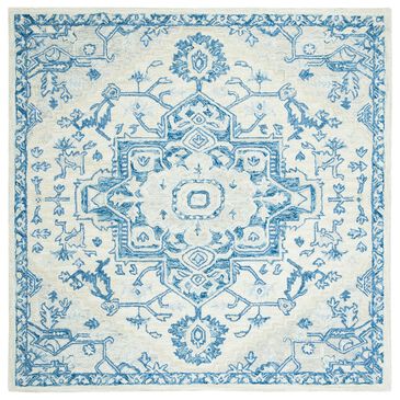 Safavieh Micro-Loop 3" Square Ivory and Blue Area Rug, , large