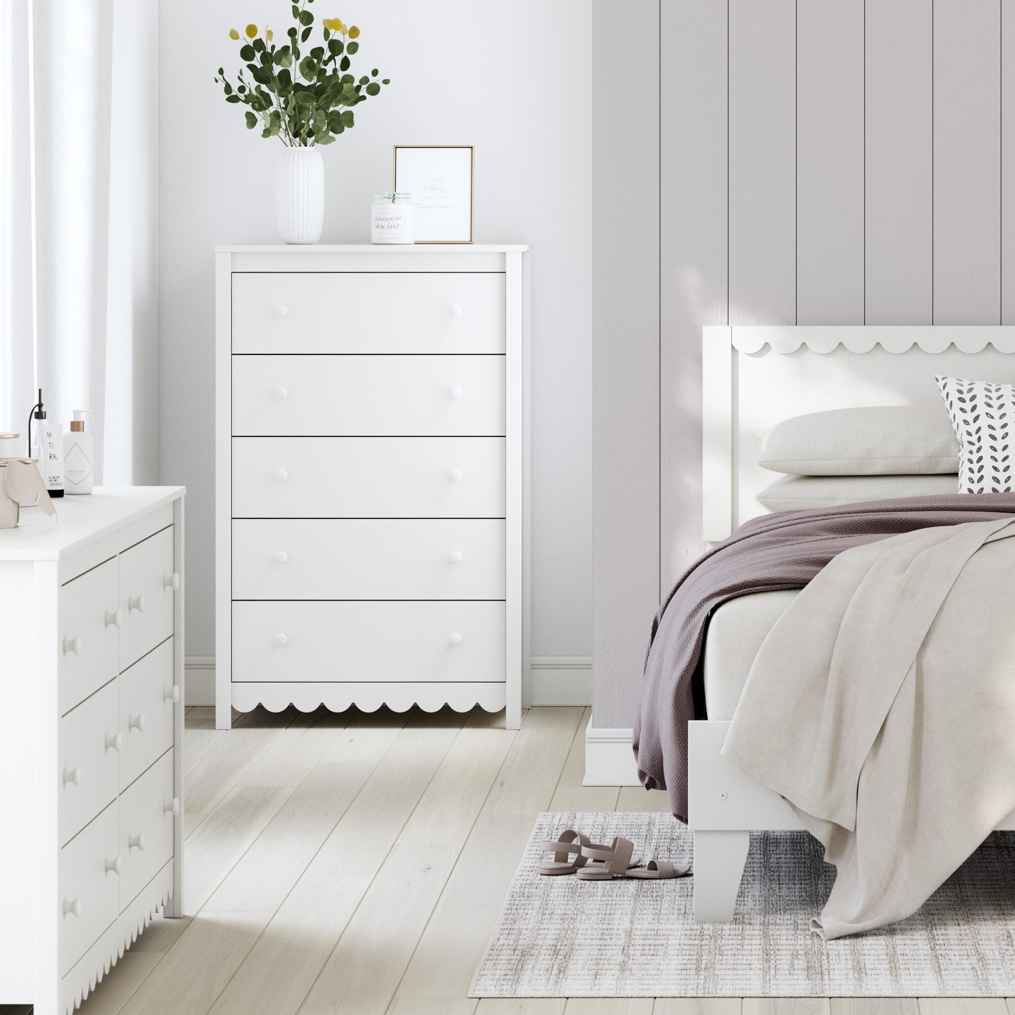 Ashley Hallityn 5-Drawer Chest in Matte White