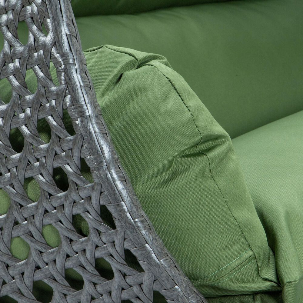 Leisuremod Patio 2-Seat Hanging Egg Swing Chair with Dark Green Cushion in Charcoal, , large