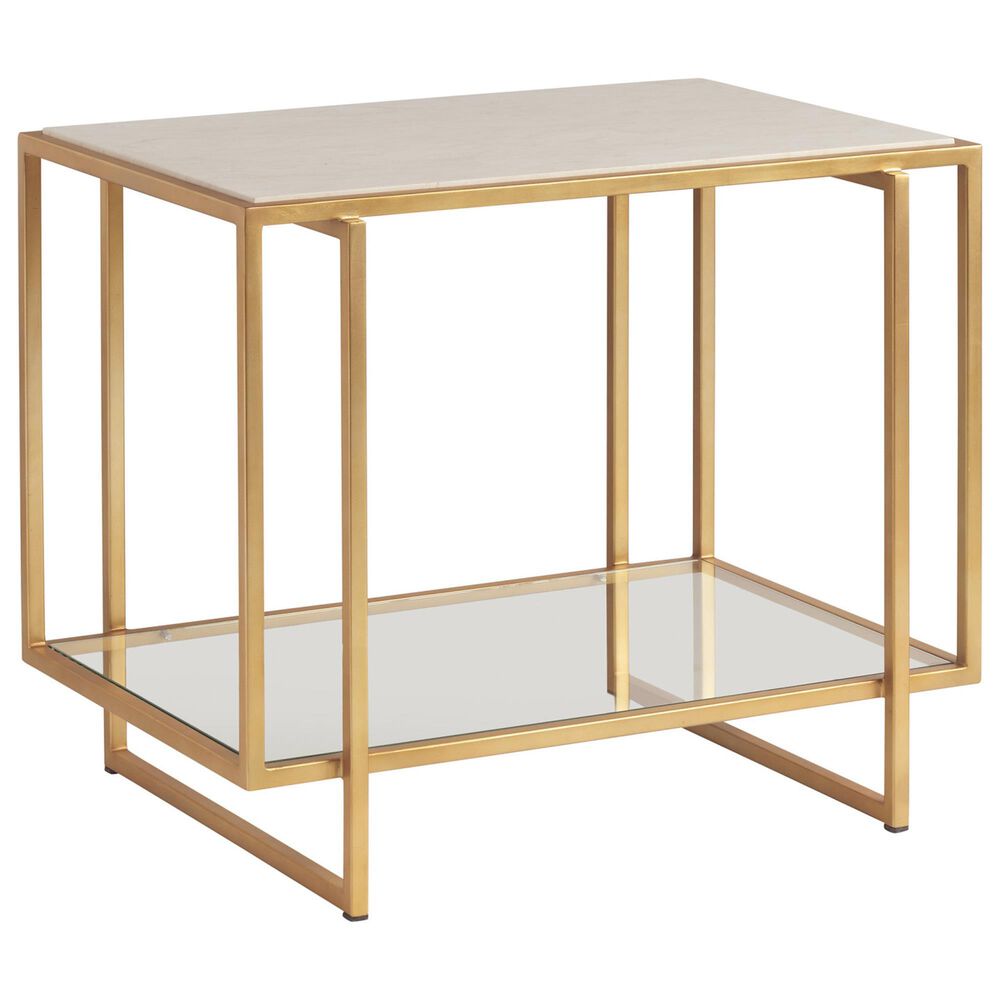 Lexington Home Brands Pinnacle End Table in Antica to and Satin Gold, , large