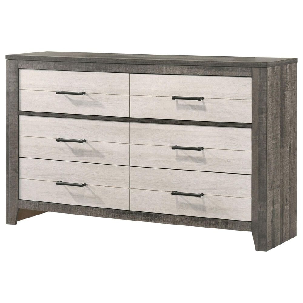 Crown Mark Rhett 5-Piece Queen Platform Bedroom Set in Gray and White, , large