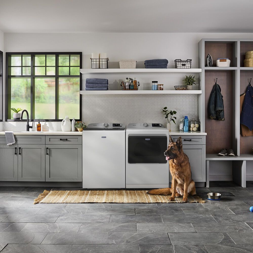 Maytag 5.3 Cu. Ft. Smart Pet Pro Top Load Impeller Washer and 7.4 Cu. Ft. Gas Smart Top Load Dryer Laundry Pair in White, , large
