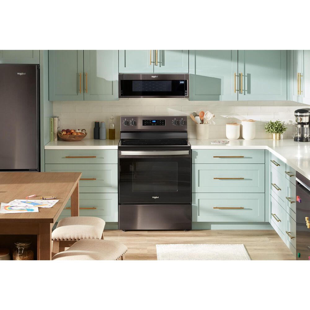 Whirlpool 5.3 Cu. Ft. Electric Range with Steam Clean in Black Stainless Steel, , large