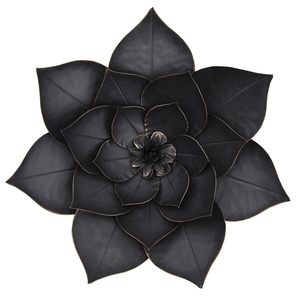 Sagebrook Home 19" x 19" Metal Lotus Wall Decor in Black, , large