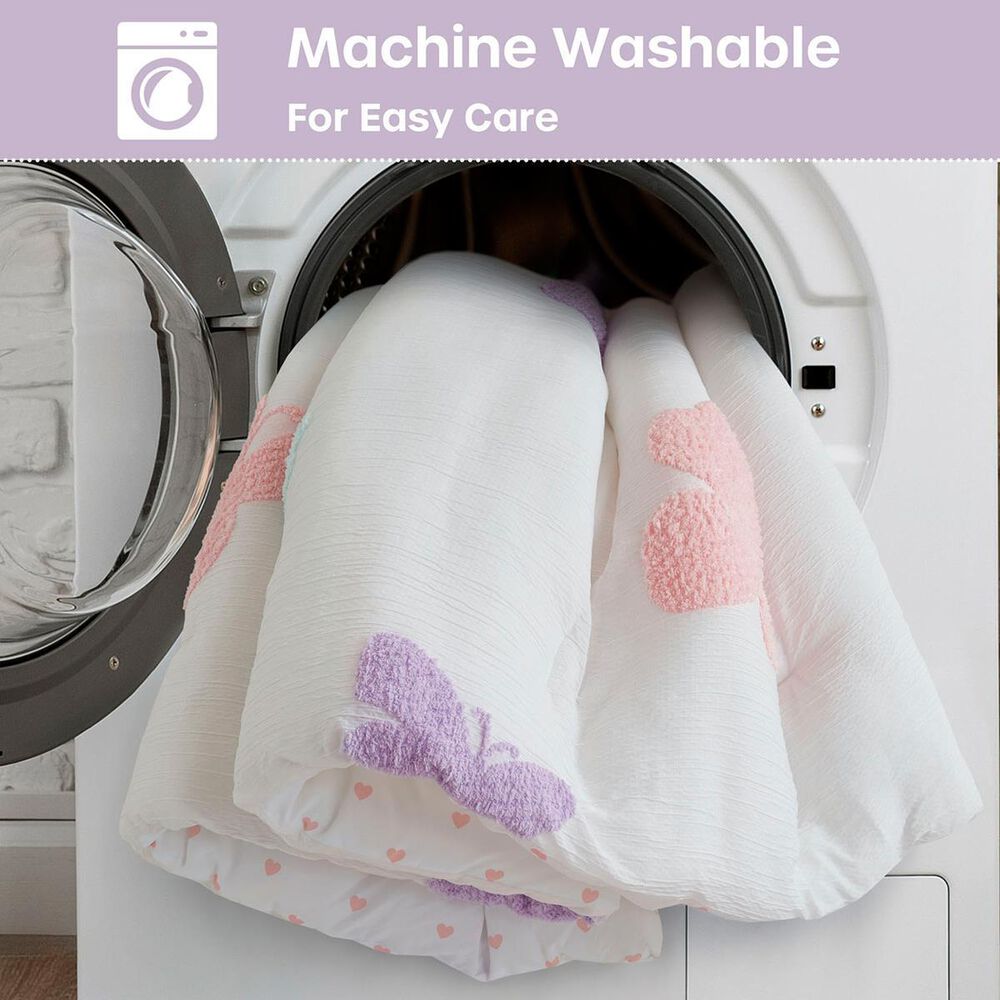 Hampton Park Rio 4-Piece Full/Queen Comforter Set in Purple, Blush Pink and Bright White, , large