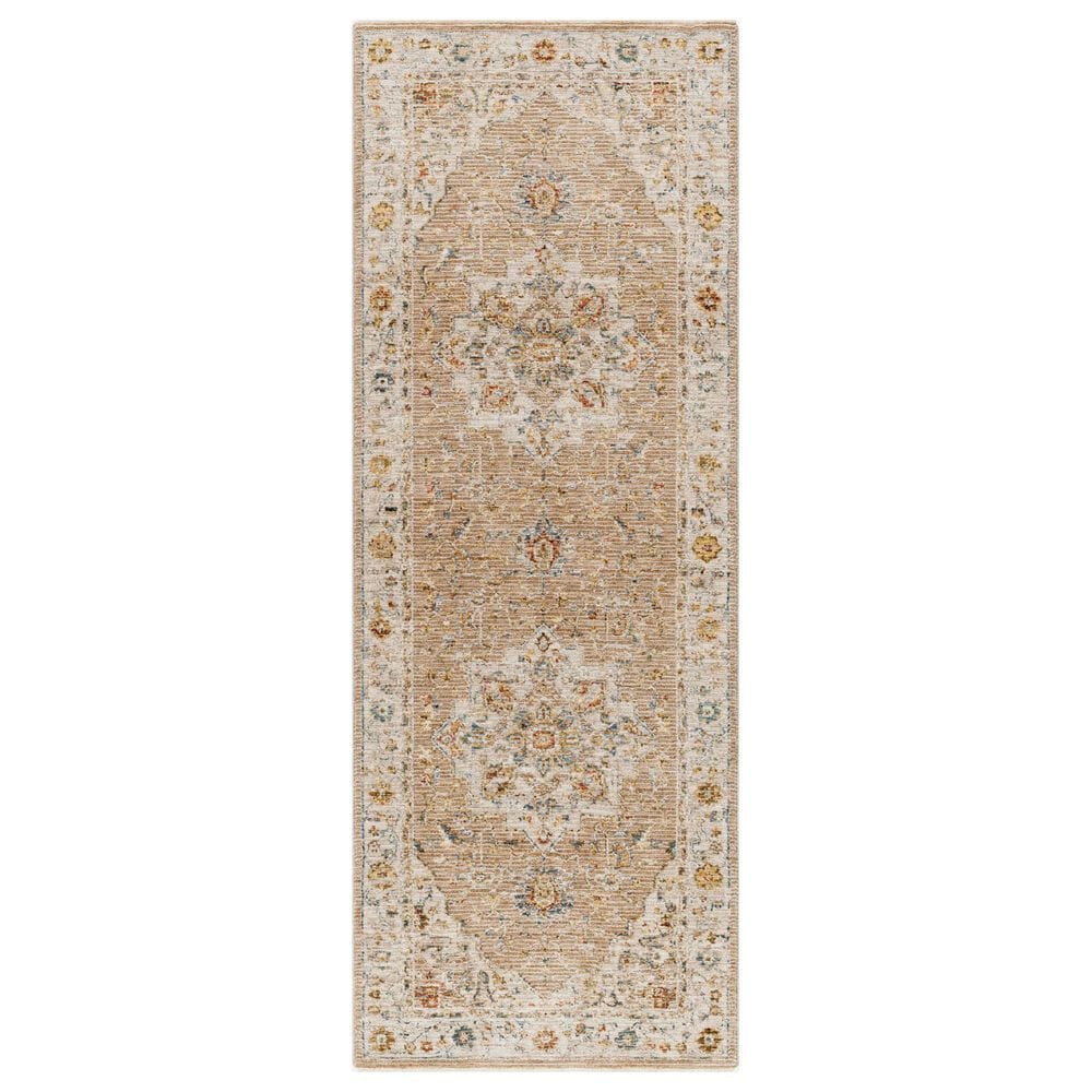 Surya Reina Tan, Light Gray, Medium Gray, Cream, Light Brown, Denim, Rust and Mustard 2&#39;7&quot; x 7&#39;3&quot; Runner, , large