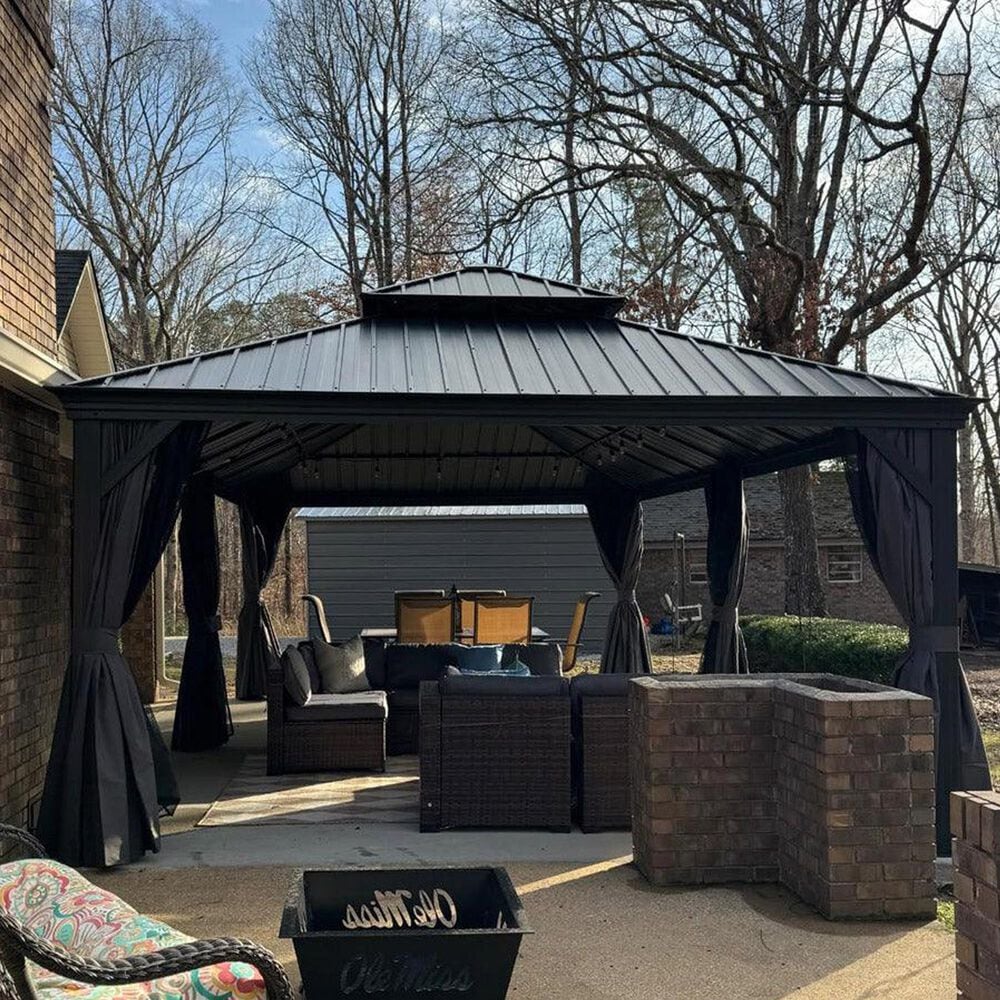 HOMLUX 24-ft x 14-ft Aluminum Pavilion Gazebo Gray Gazebo with Hardtop Roof (Screen Included), , large