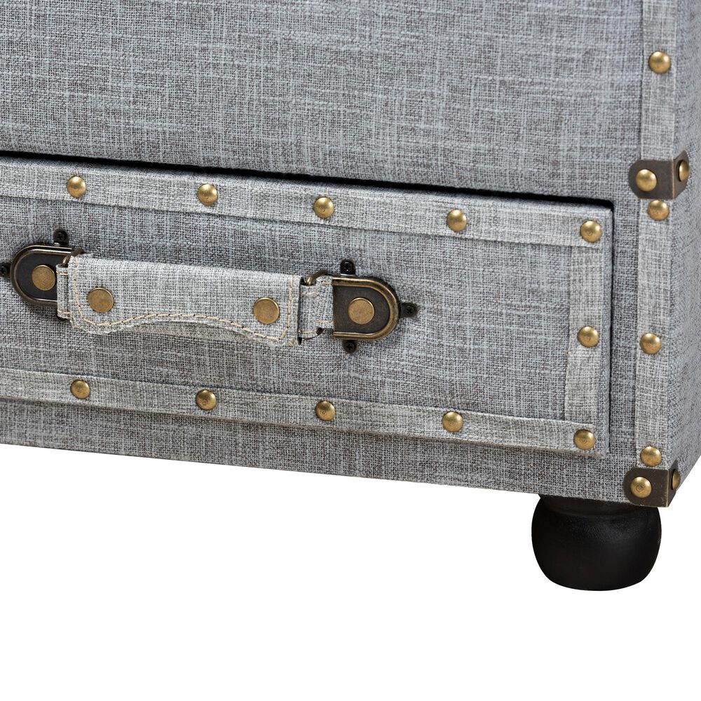 Baxton Studio Flynn 2-Drawer Storage Trunk Ottoman in Grey, , large