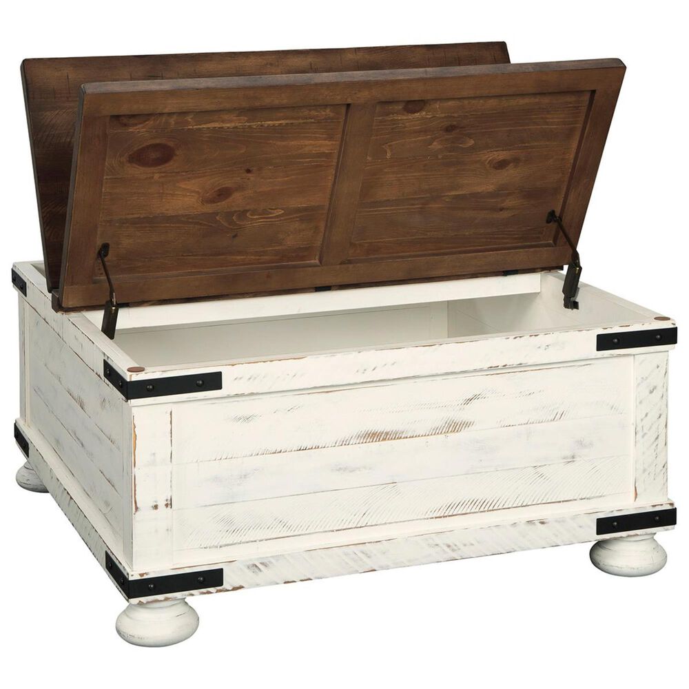 Ashley Wystfield Lift Top Cocktail Table in Vintage White and Warm Brown, , large