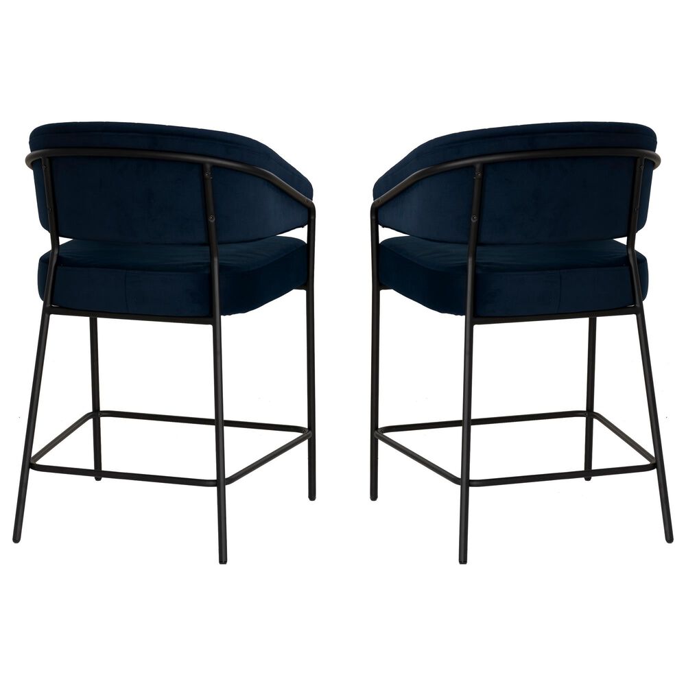 Linon Home Decor Prestwick Counter Stool with Navy Cushion in Black (Set of 2), , large