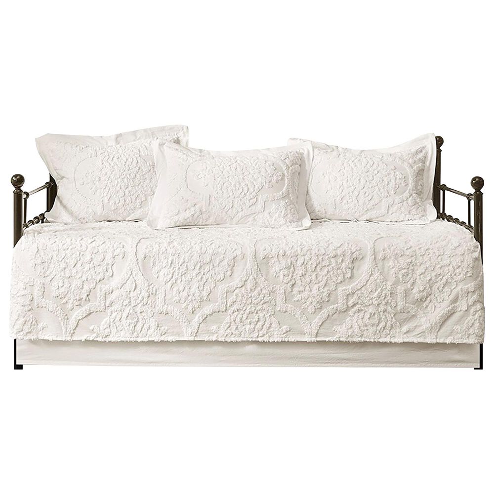 Hampton Park Viola 5-Piece Tufted Cotton Chenille Daybed Set in Off White, , large