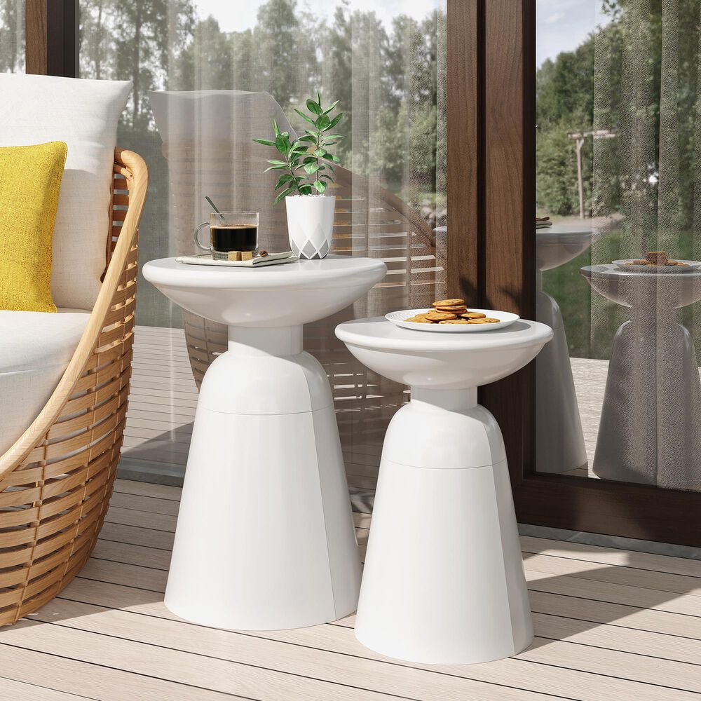 Hearth and Haven Serenita Patio Side Tables in White &#40;Set of 2&#41;, , large