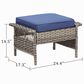 Hearth and Haven Patio Wicker Ottoman with Widened Armrest in Blue (Set of 2), , large