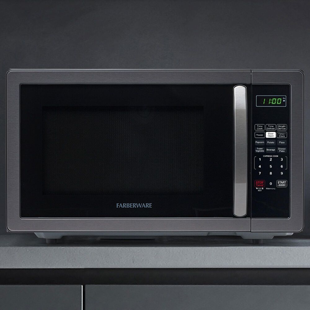 Faberware 1.1 Cu. Ft. Classic Microwave Oven in Black Stainless Steel, , large